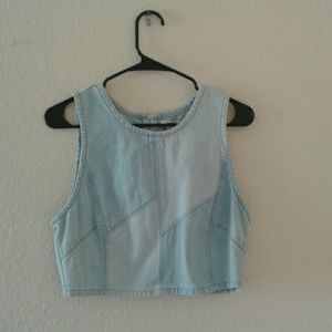 Forever 21 denim crop top shirt